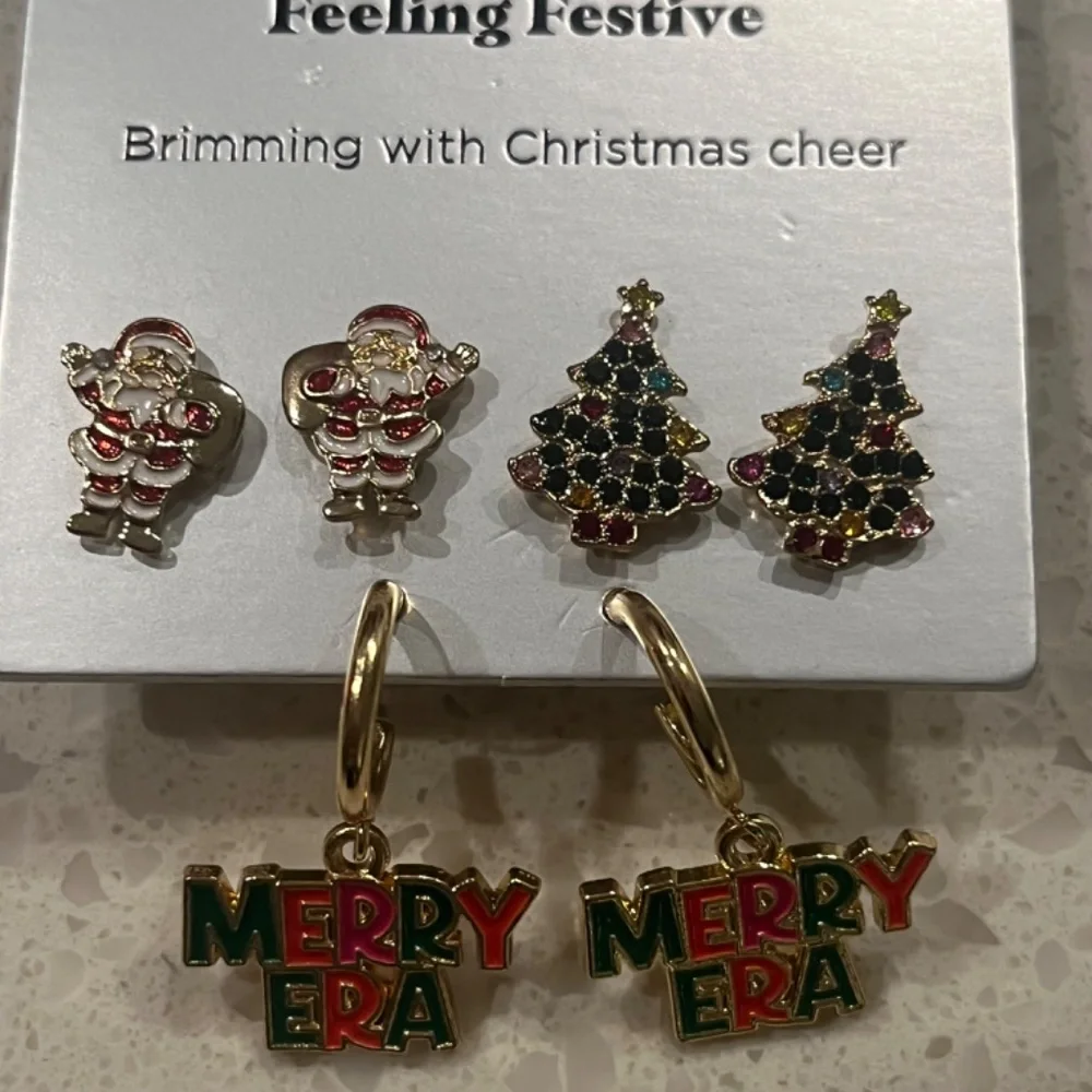 Sugarfix FEELING FESTIVE by BaubleBar Earring Set 3pc Tree Santa 